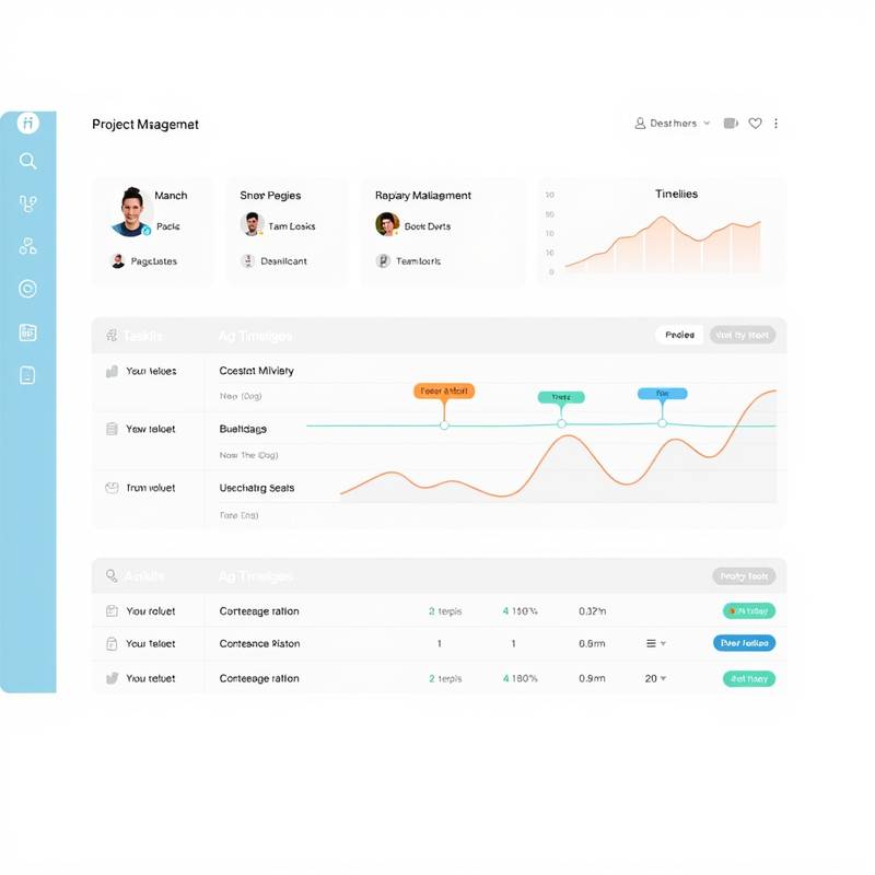 A project management dashboard showcasing tasks, timelines, and team collaboration, representing a project management course.