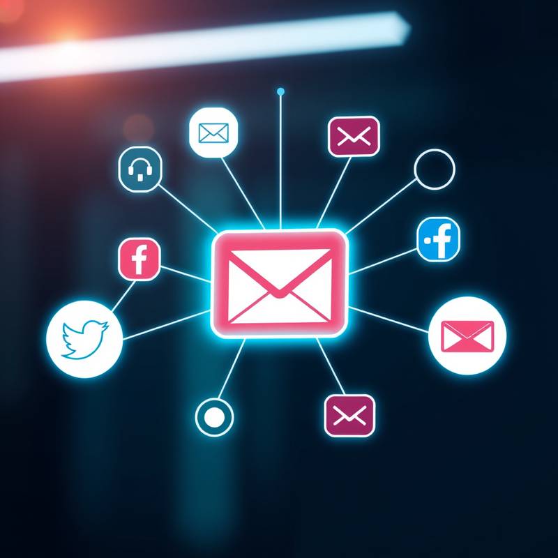 Digital marketing course graphic showing various marketing channels like social media and email.