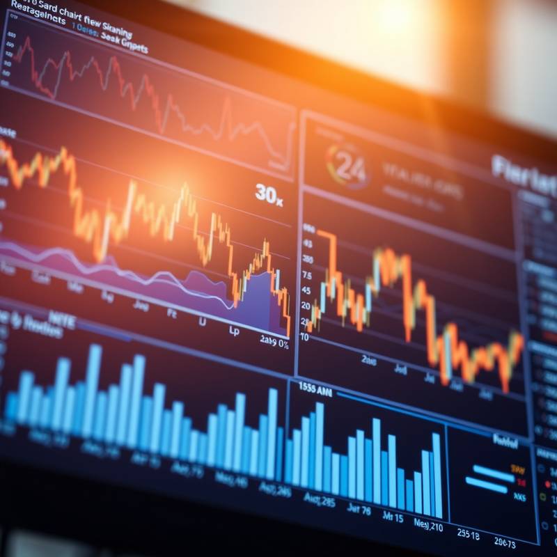 Financial charts and graphs displayed on a screen, symbolizing a financial accounting course.
