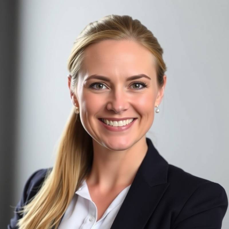 Headshot of Mrs. Sarah Johnson, a smiling woman with her hair pulled back, radiating competence.